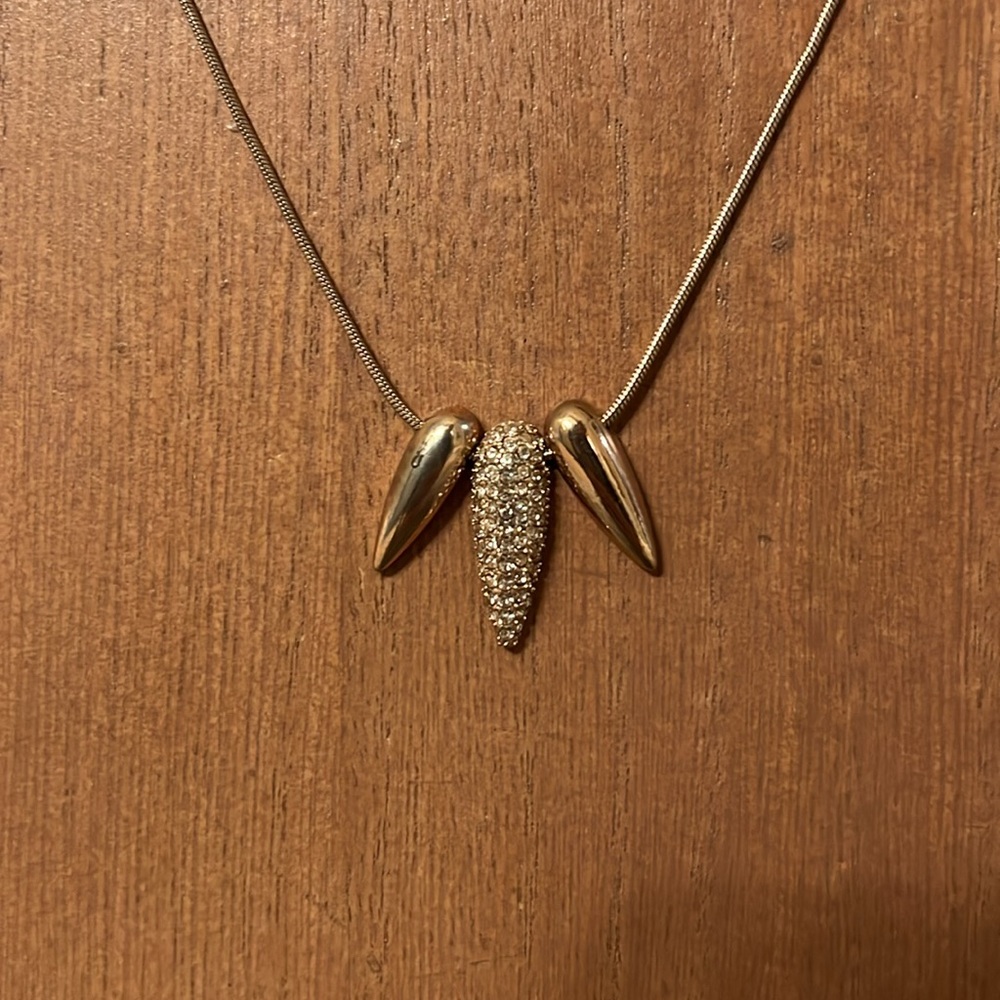 Banana republic rose gold rhinestone triple pendant teardrop necklace